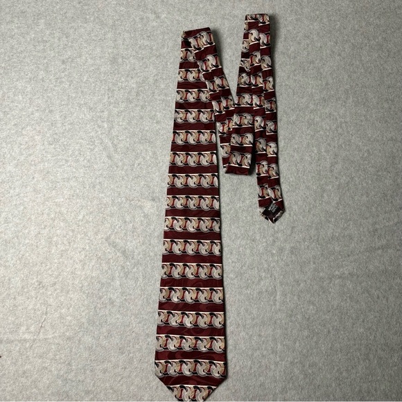 Oleg Cassini Other - Oleg Cassini Silk Geometric Pattern Men's Necktie Burgundy